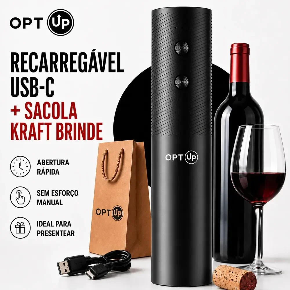 Abridor De Vinho Eletrico Automatico Recarregavel Usb-c Saca-rolhas Garrafa Portátil Presente Kit Vinho Optup