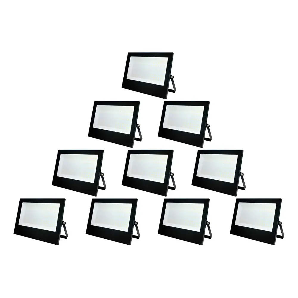 Kit 10 Refletor Led Slim Externo 200w 6500k Branco Frio Ip66 110v/220v Bivolt Preto Cod: Alut000702-10 Alut By Avant 127/220v Branco Frio 6500k
