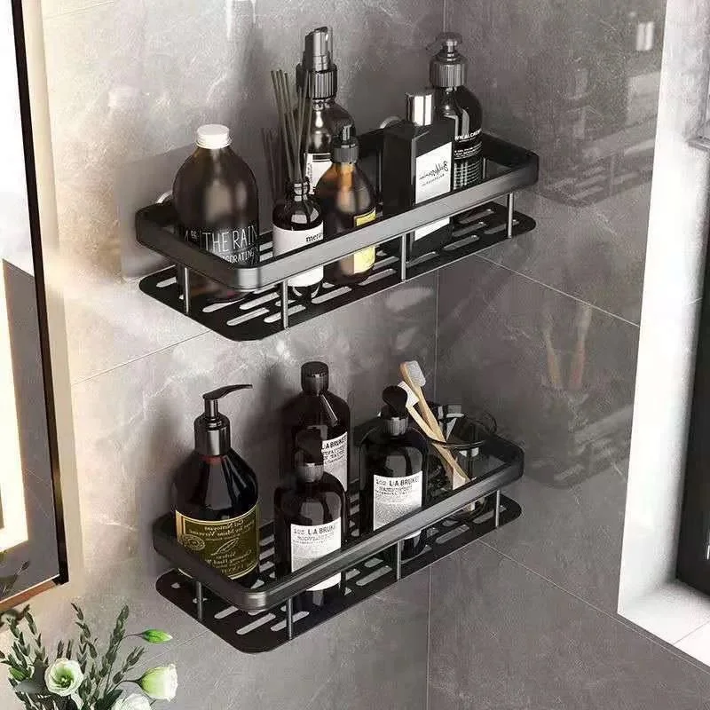 1/2 Peças Suporte de Canto e Reta Porta Shampoo Prateleira Para Banheiro Organizador com Adesivo