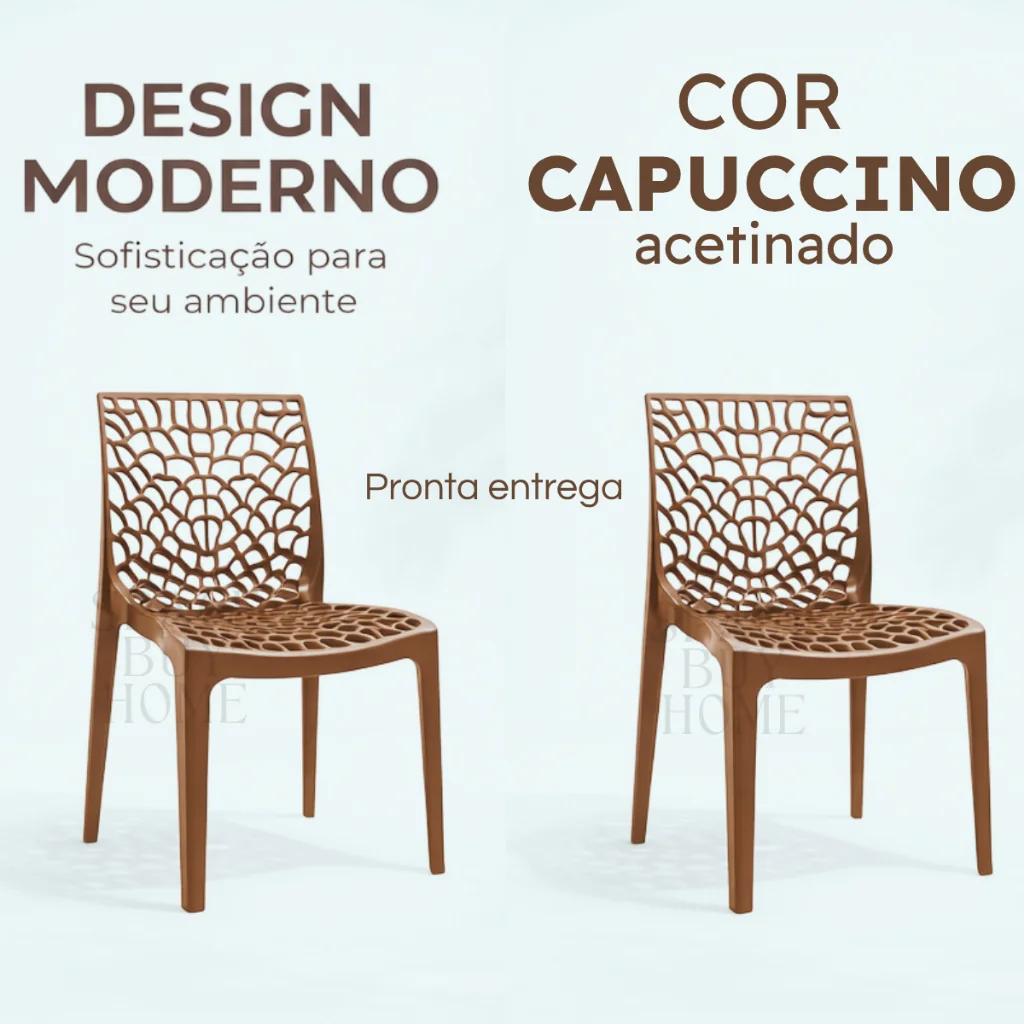 Cadeiras Gruvyer Sala de Jantar Gourmet Kit com 2, 3, 4 e 6 Unidades cores Preta ou Capuccino