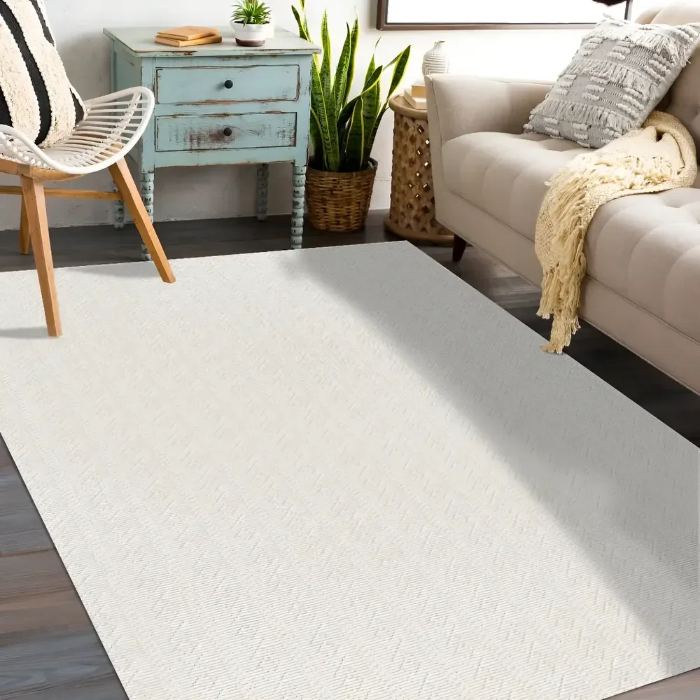 Tapete De Sala Moderno 1,50m X 2,50m Mandacaru Brinde Lavável Em Máquina 2.5 M 1.5 M Bege