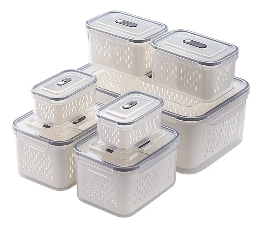 Kit 7 Organizadores Geladeira Armário Casa Cozinha Cesto Transparente