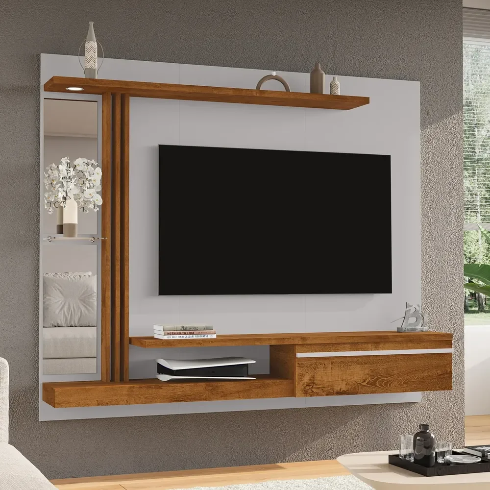 Painel Para Tv Denver Até 55 Polegadas 160cm Led 1 Porta Off-white/naturalle