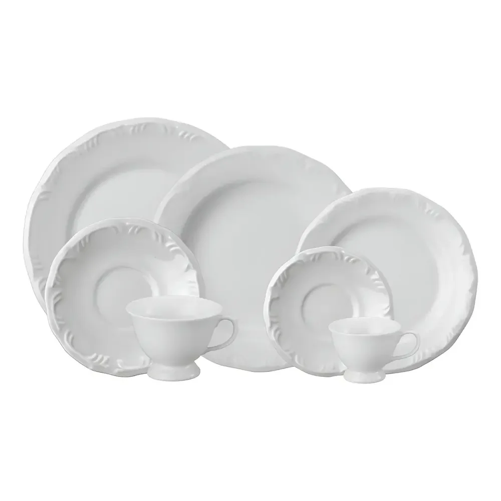 Jogo de Jantar Porcelana Schmidt Pomerode 42 Peças Branco Apto Lava-louças