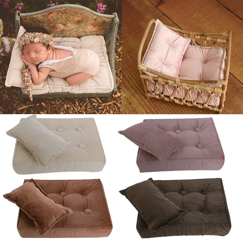 Adereços para fotografia de recém-nascidos, travesseiros para posar, cama, colchão, almofada, acessório para sessão de fotos de bebês, cenário para fotos de bebês