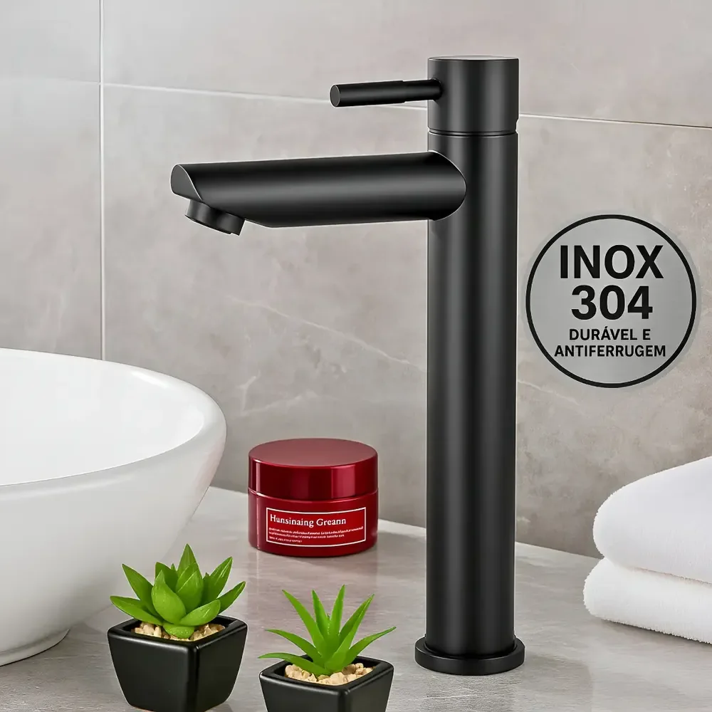 Torneira Banheiro 1/4 Volta Inox 304 Alta Luxo Banheiro Preto Fosco