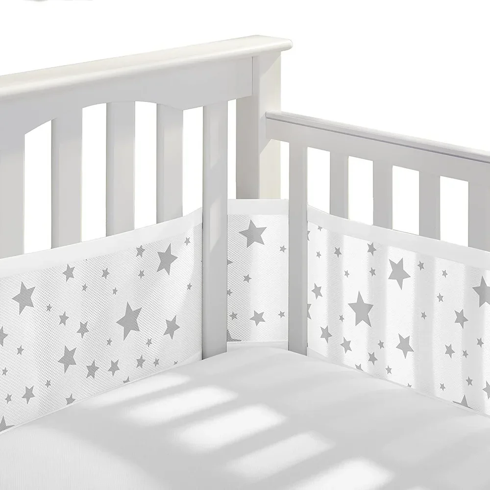 Protetor de Berço Respirável para Bebês, Decoração para Quarto de Bebê, Protetor de Berço Lavável