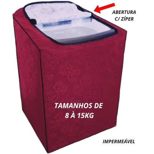 Capa para Máquina de Lavar em Corino Impermeável com Zíper 8kg até 15kg| Protetor Lavadora Premium Elegante e Resistente