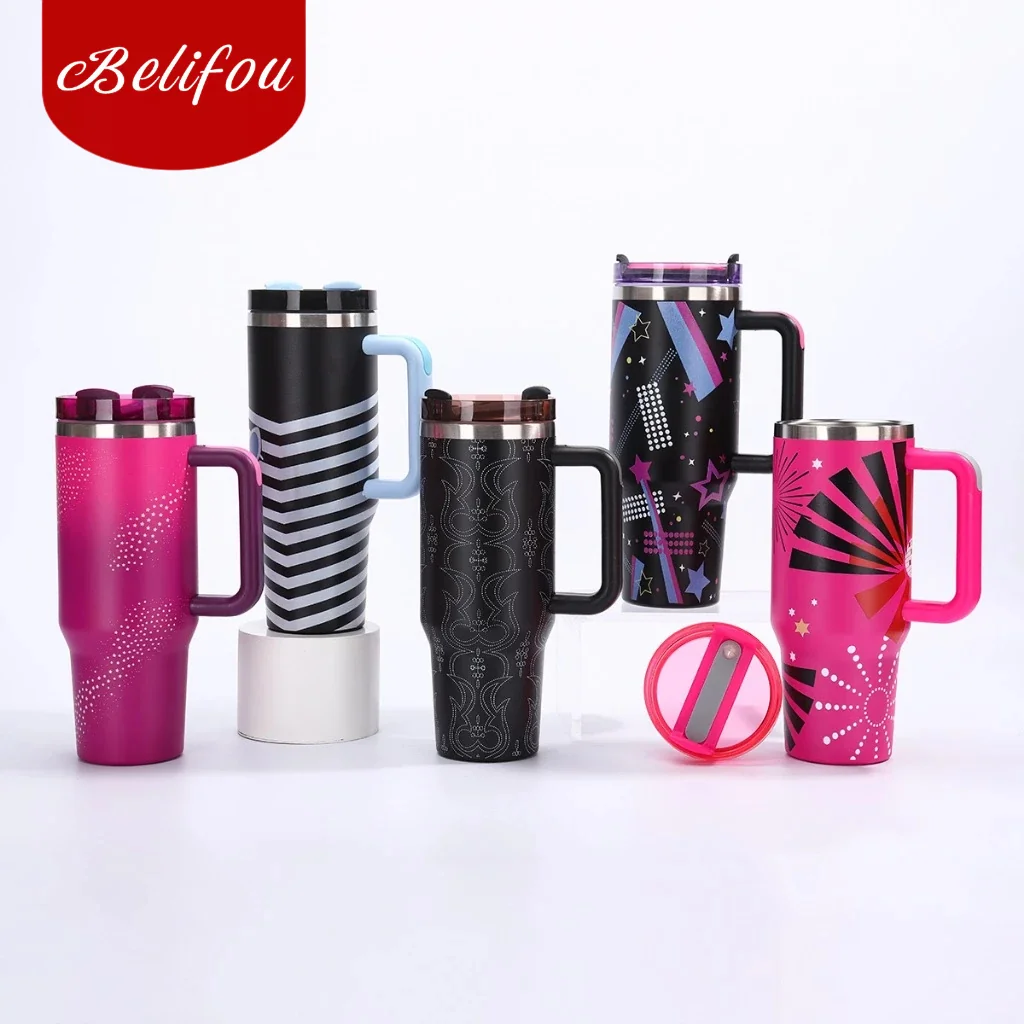 Belifou Garrafa Térmica Copo Boneca Rosa 1200ml Inox Com Tampa e Canudo Personalizado Modelo