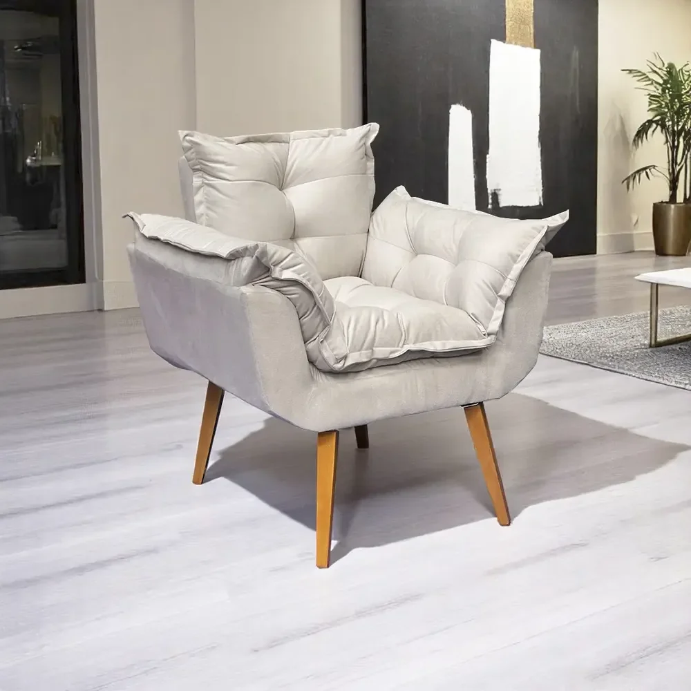 Poltrona De Amamentação Alice Confortável Tecido Suede Cores Cor Bege Suede Liso