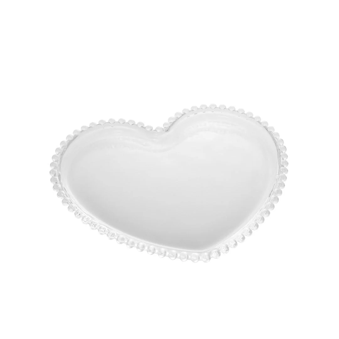 WOLFF - Prato de Cristal Coração 20cm x 17cm x 2cm - Linha Pearl