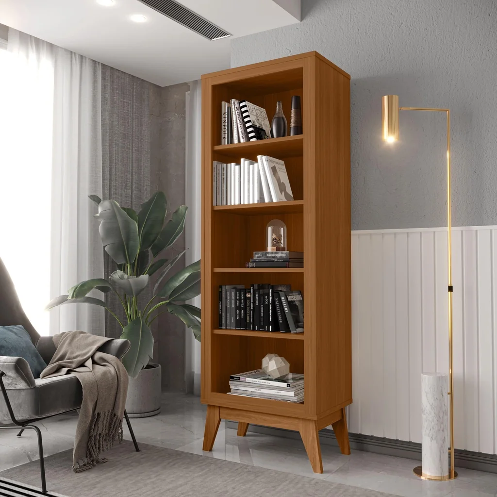 Estante Livreiro 4 Prateleiras com Pés em MDF Versales