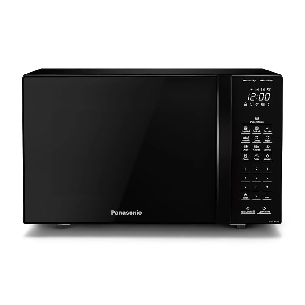 Microondas Panasonic Dupla Refeição 34l Black Glass Nn-st66nbru