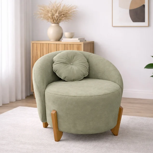 Poltrona Orgânica Com Almofada Tecido Boucle Para Sala Salão de Beleza Estetica