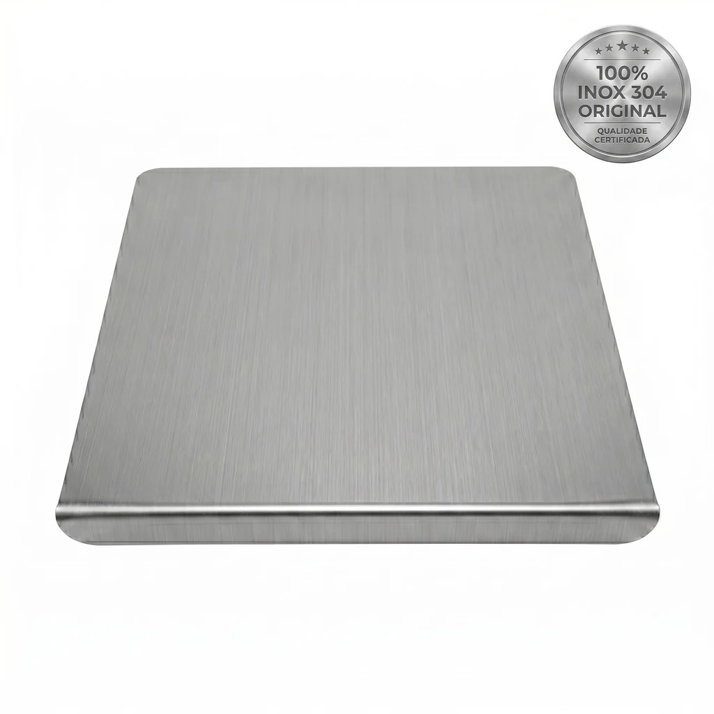 Tábua Corte Inox 304 Escovado Premium 30x24 Dobra Higiênica Lisa
