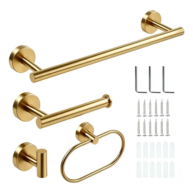 Kit 4 Suportes Banheiro Toalheiro Aço Inox Escovado