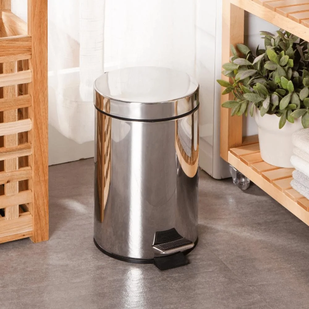 Lixeira Inox com Pedal - 12 Litros - Banheiro - Cozinha - JST
