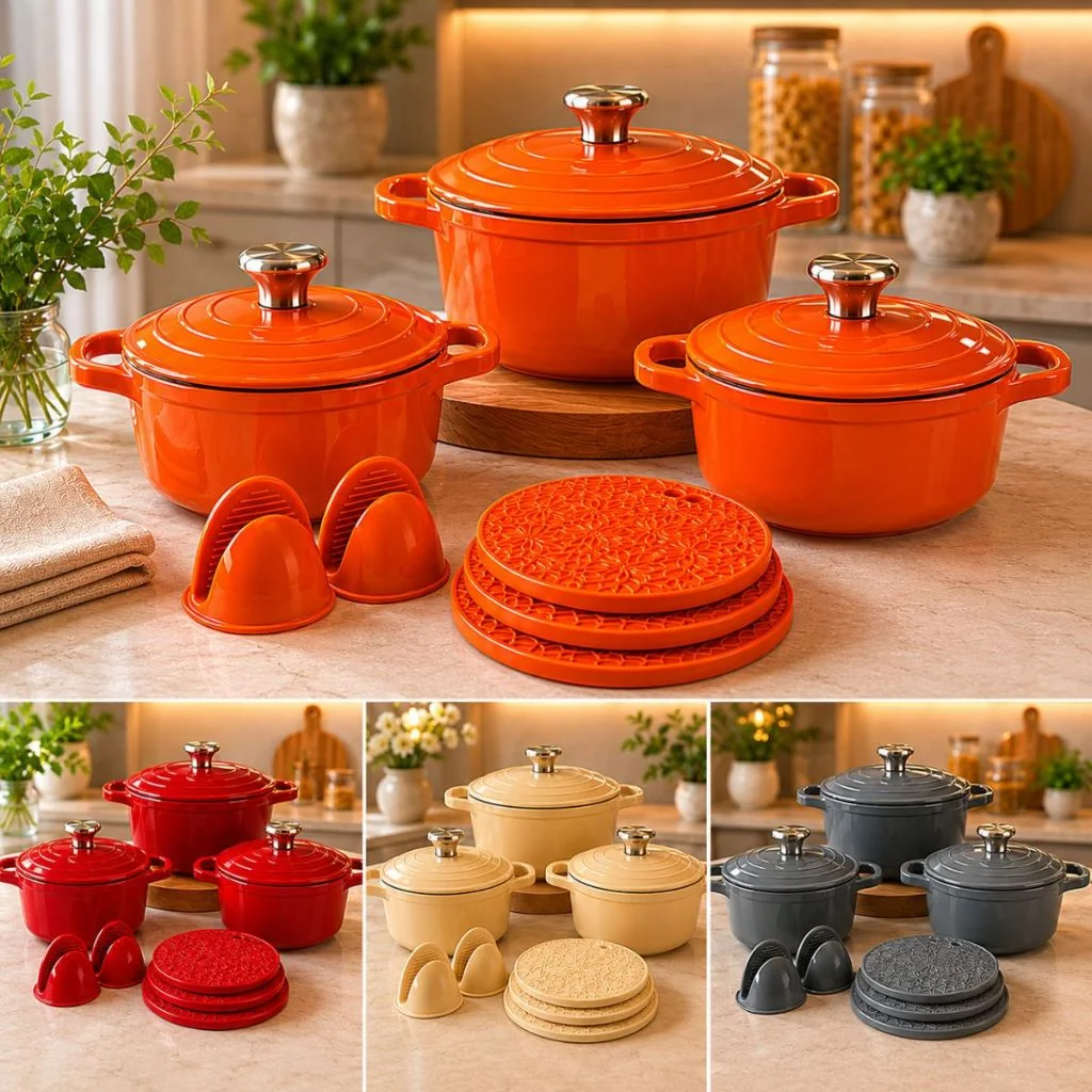 Conjunto Panelas Caçarolas Cerâmica kit 8 Peças Antiaderente Fogão gas Indução vidroceramico premium moderna