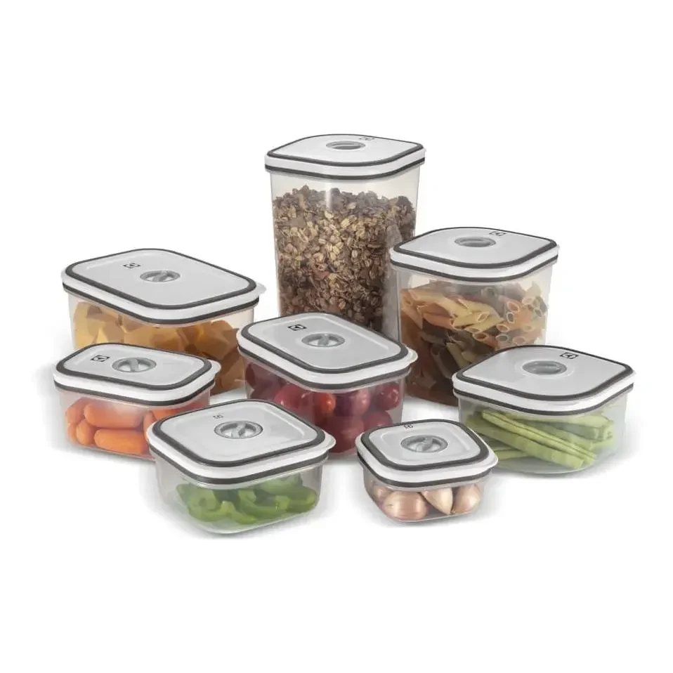 Kit Potes Plásticos Transparente Com Tampa Branca 8 Unidades Electrolux Branco