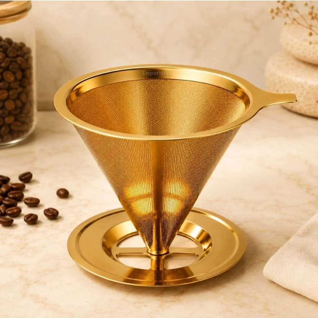Coador de Café Dourado Inox Filtro Reutilizável Peneira 102 103 Premium Fácil limpeza Sem ferrugem