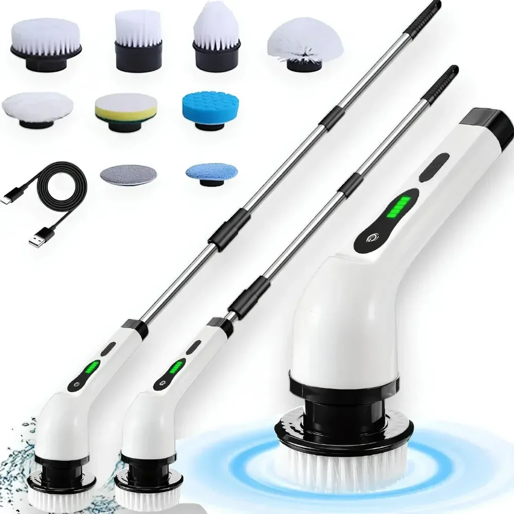 Escova De Limpeza Elétrica 9 Em 1 Recarregável Idali Life Branco