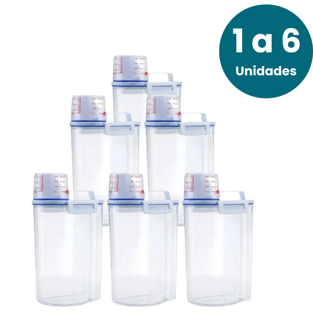 🛍 1 a 6 Dispensers Organizadores de Lavanderia Pote Hermético 2,5L Porta Sabão Amaciante Tira Mancha
