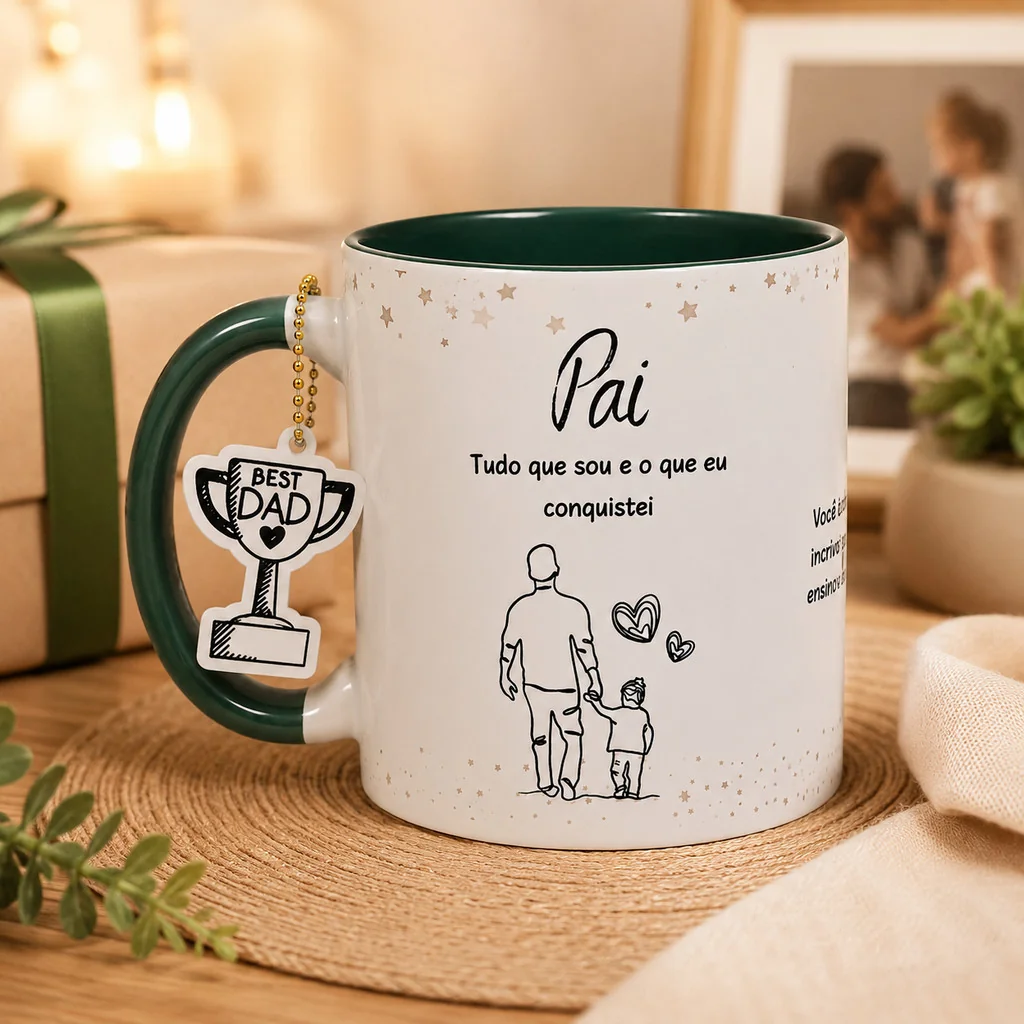 Caneca Pai meu Maior Exemplo com Tag e Caixa