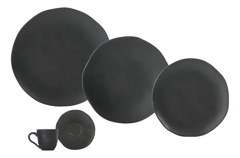 APARELHO DE JANTAR 30 PEÇAS ORGÂNICO PRETO MATTE PORTO BRASIL
