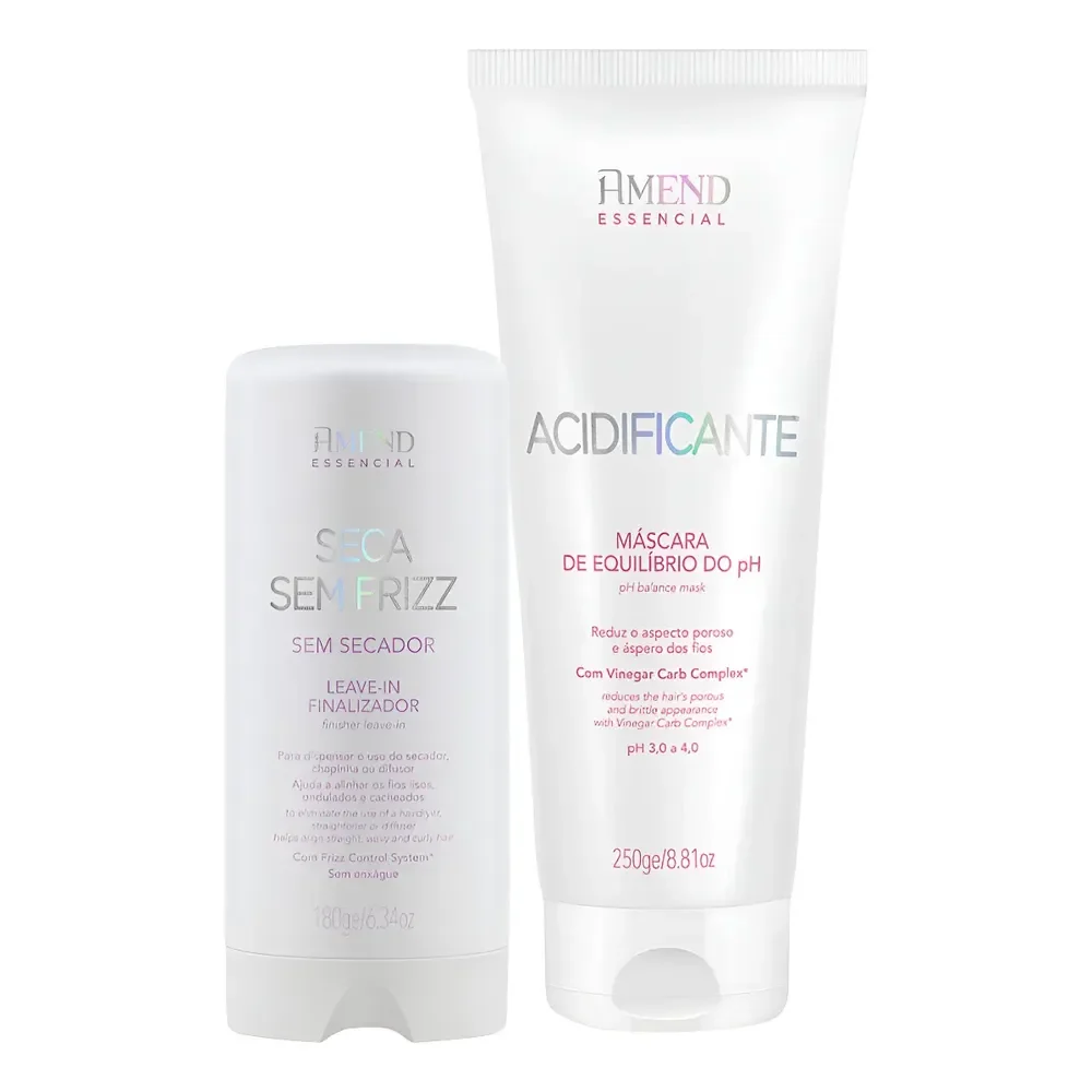 Kit Amend Acidificante Equilíbrio E Leave-in Seca Sem Frizz