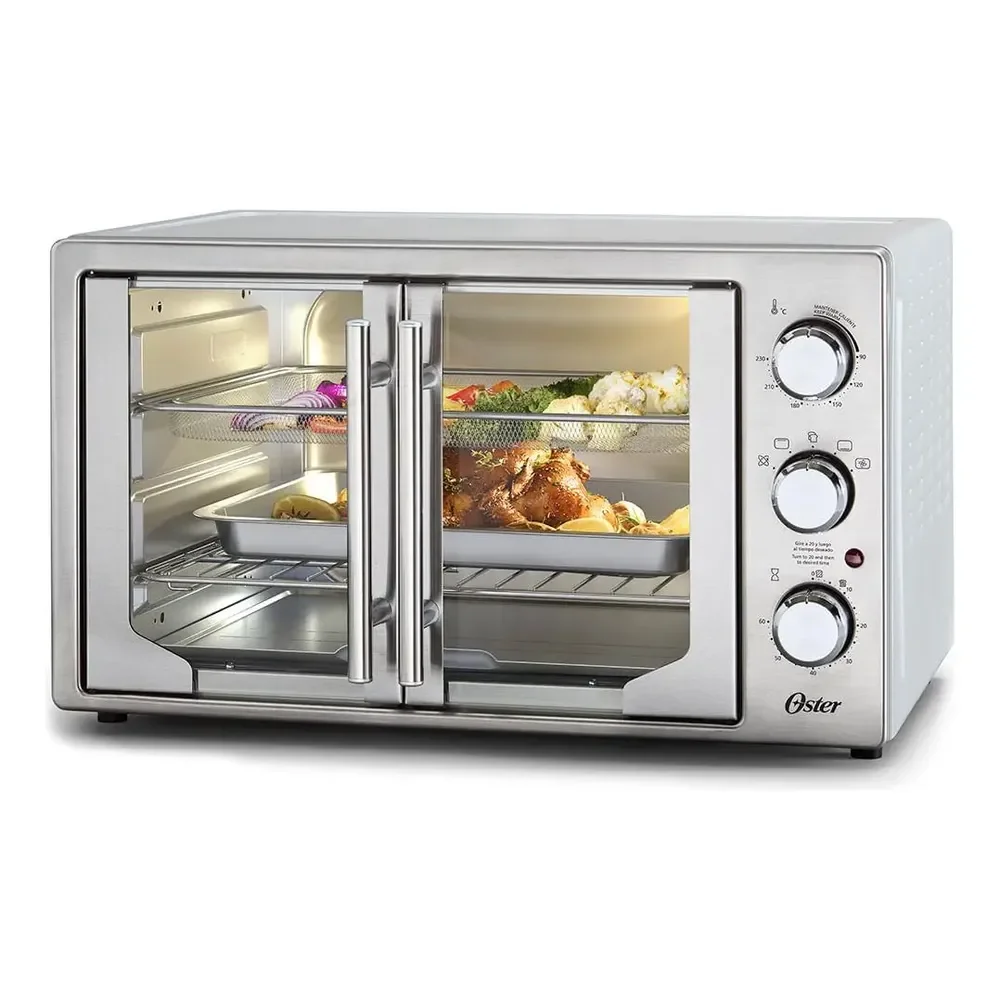 Forno E Fritadeira Sem Óleo Oster 42l French Door 2 Em 1 Cor Prateado Tssttvfdmaf 127v