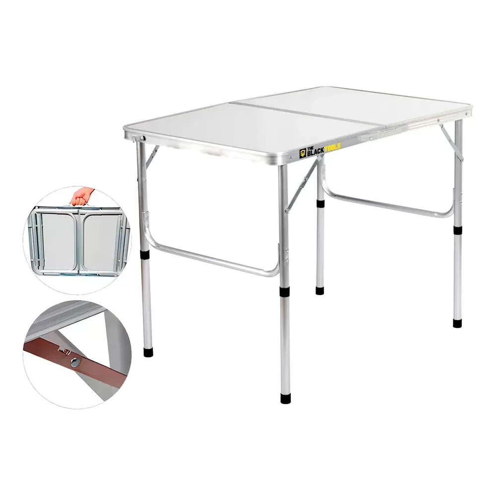 Mesa Dobrável Vira Maleta Camping Praia 90x60cm Cor Branco Branco