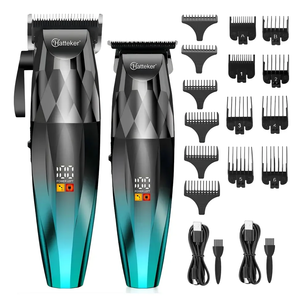 Kit 2pcs Máquina De Cortar Cabelo Hatteker Verde 5v