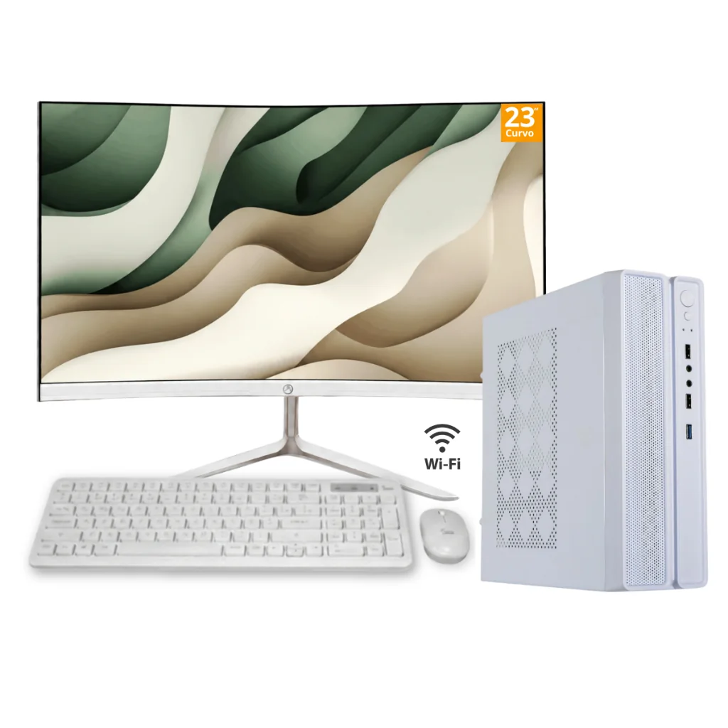 Computador Pc Slim Completo Intel I5 8gb Ram Ssd 240gb Teclado e Mouse Sem fio Monitor Led 23" Curvo Wifi