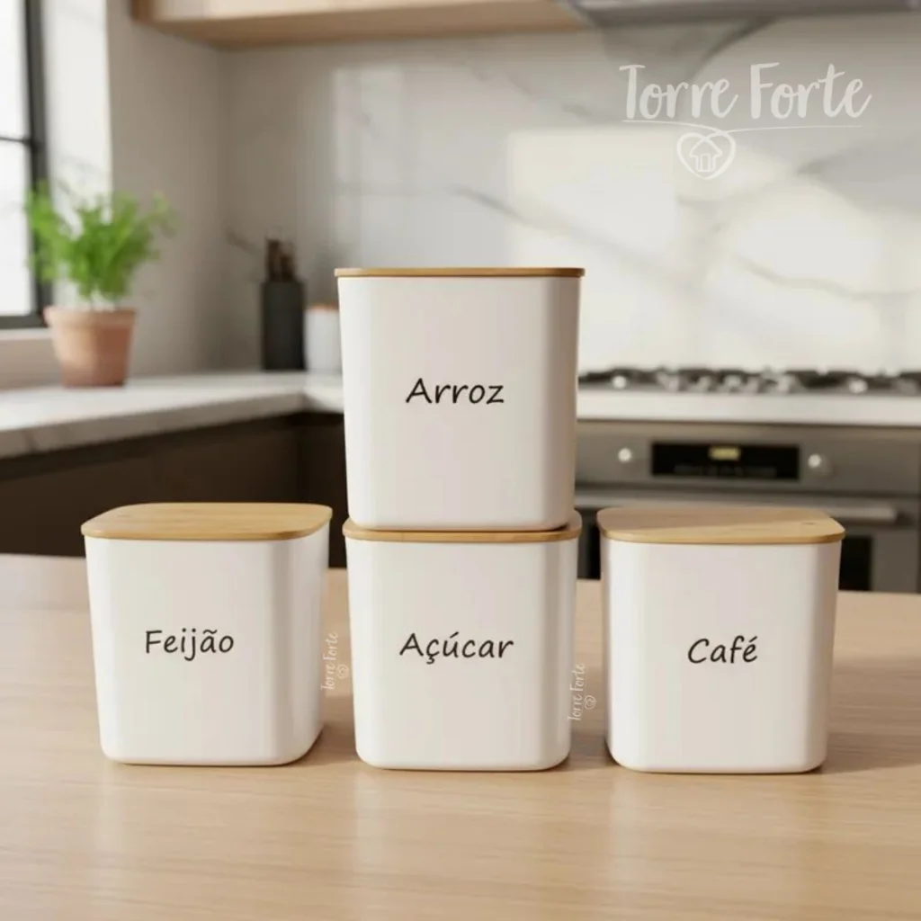 Pote Hermético Tampa De Bambu Porta Mantimentos Potes Para Mantimentos 1,5 Litros