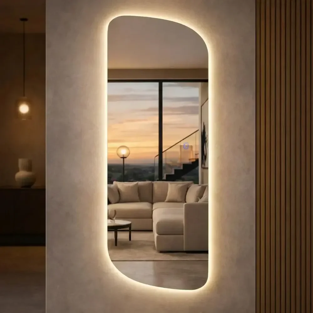 Espelho Grande Lopazzi Com Led 90x40cm Moderno Casa Quarto Moldura Vitta 90x40cm Led