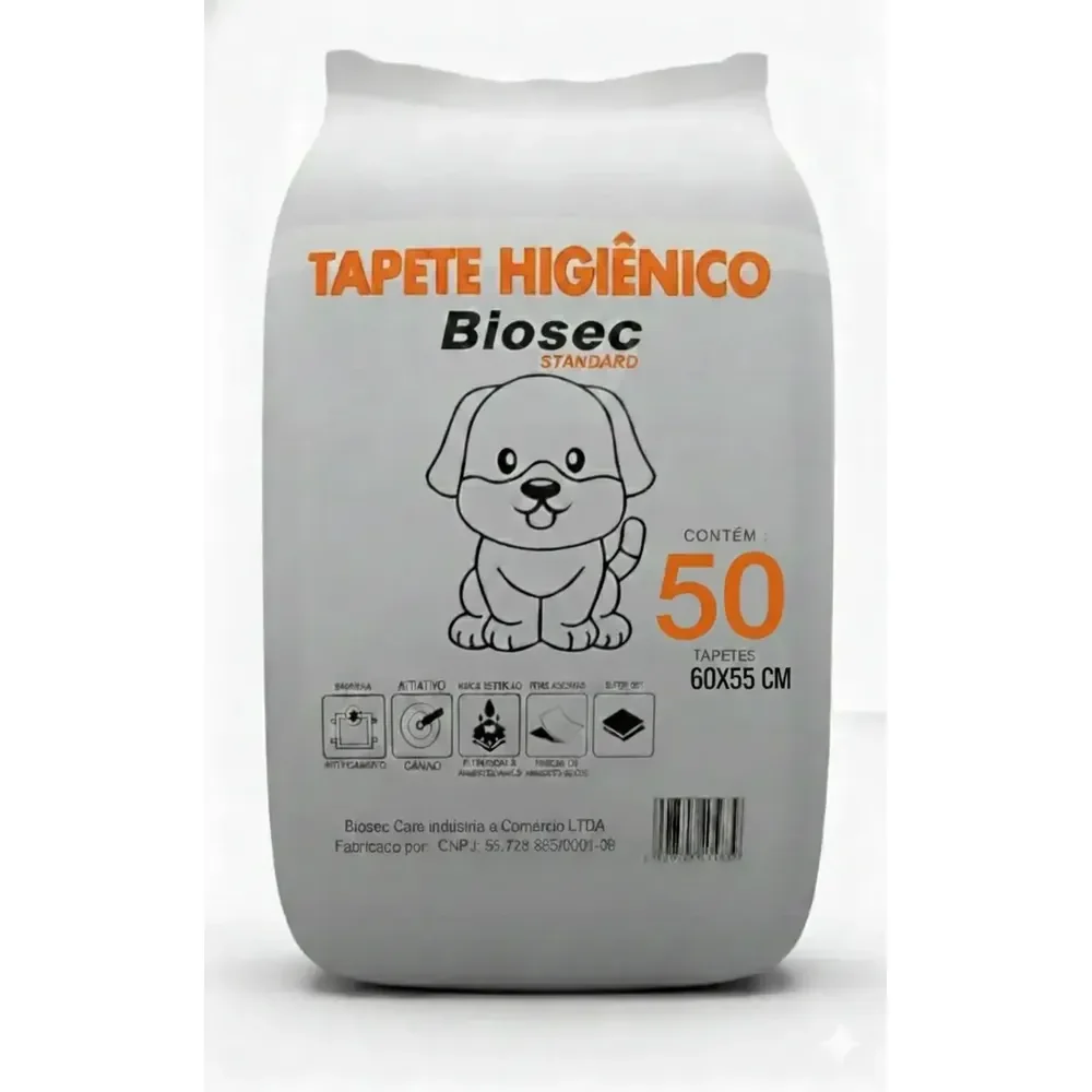 Tapete Higiênico 50 Unidades (60x55) Descartável Manta Fralda Absorvente Gel Para Cachorro Pet Cão Branco Branco