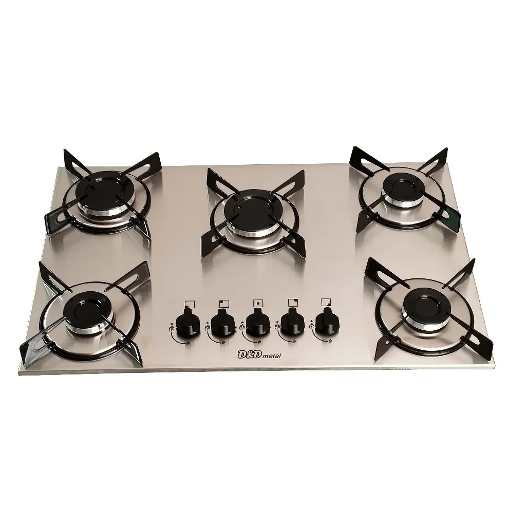 Fogão cooktop a gás 5 bocas inox 304.