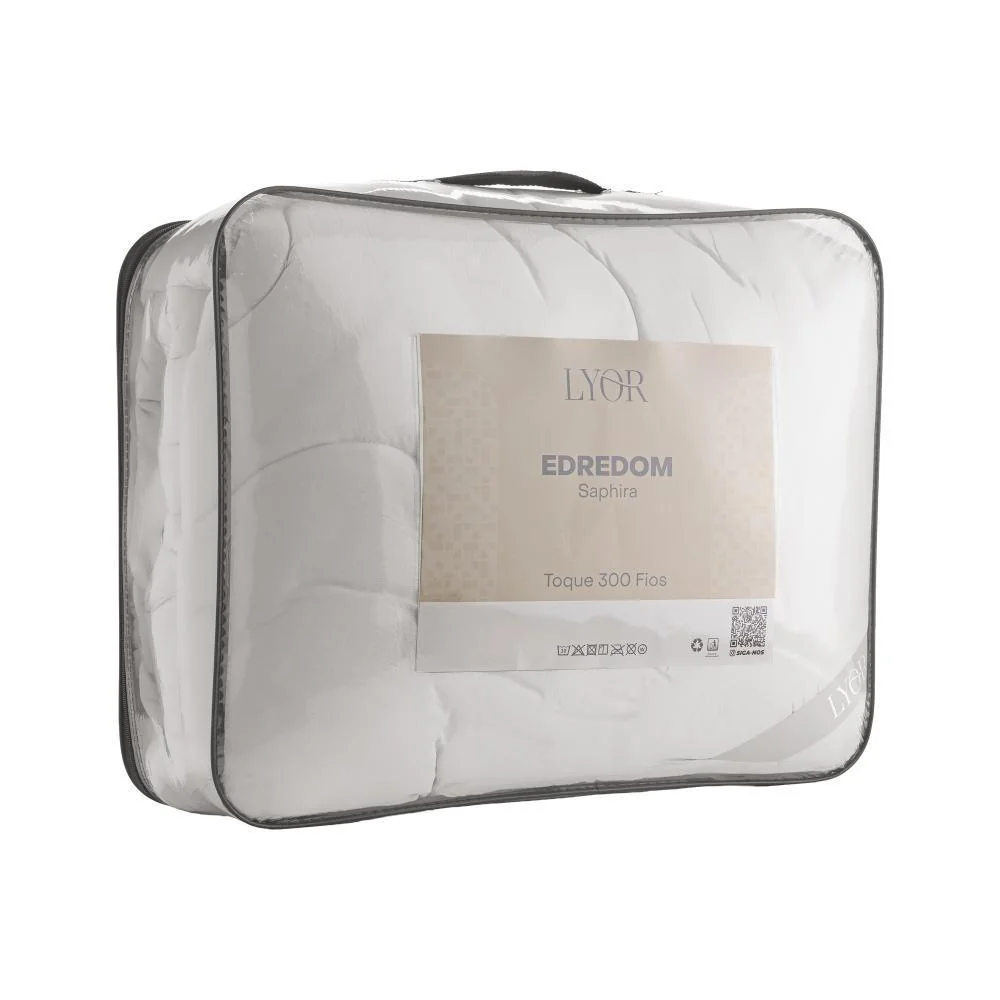 Edredom Hotel Saphira Casal Toque 300 Fios Branco Poliéster