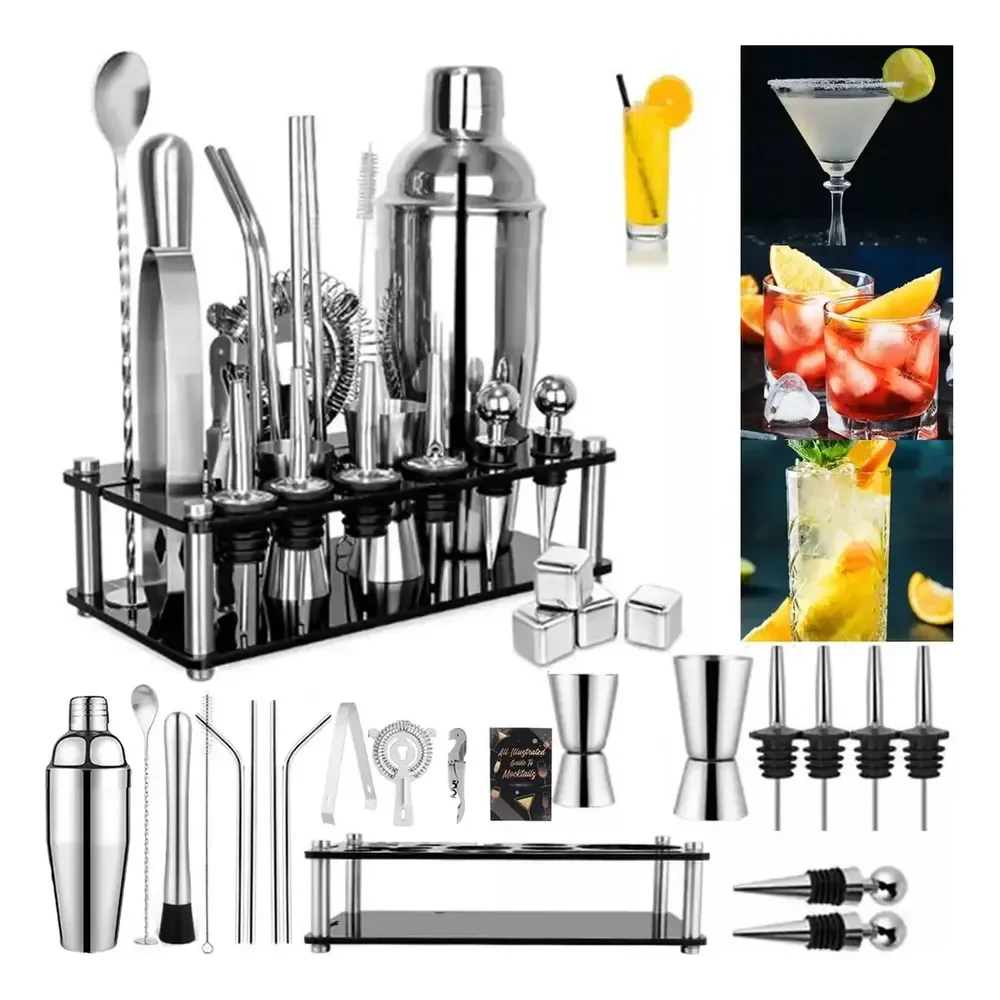 Kit Caipirinha Profissional 23 peças Inox Coqueteleira 750ml.