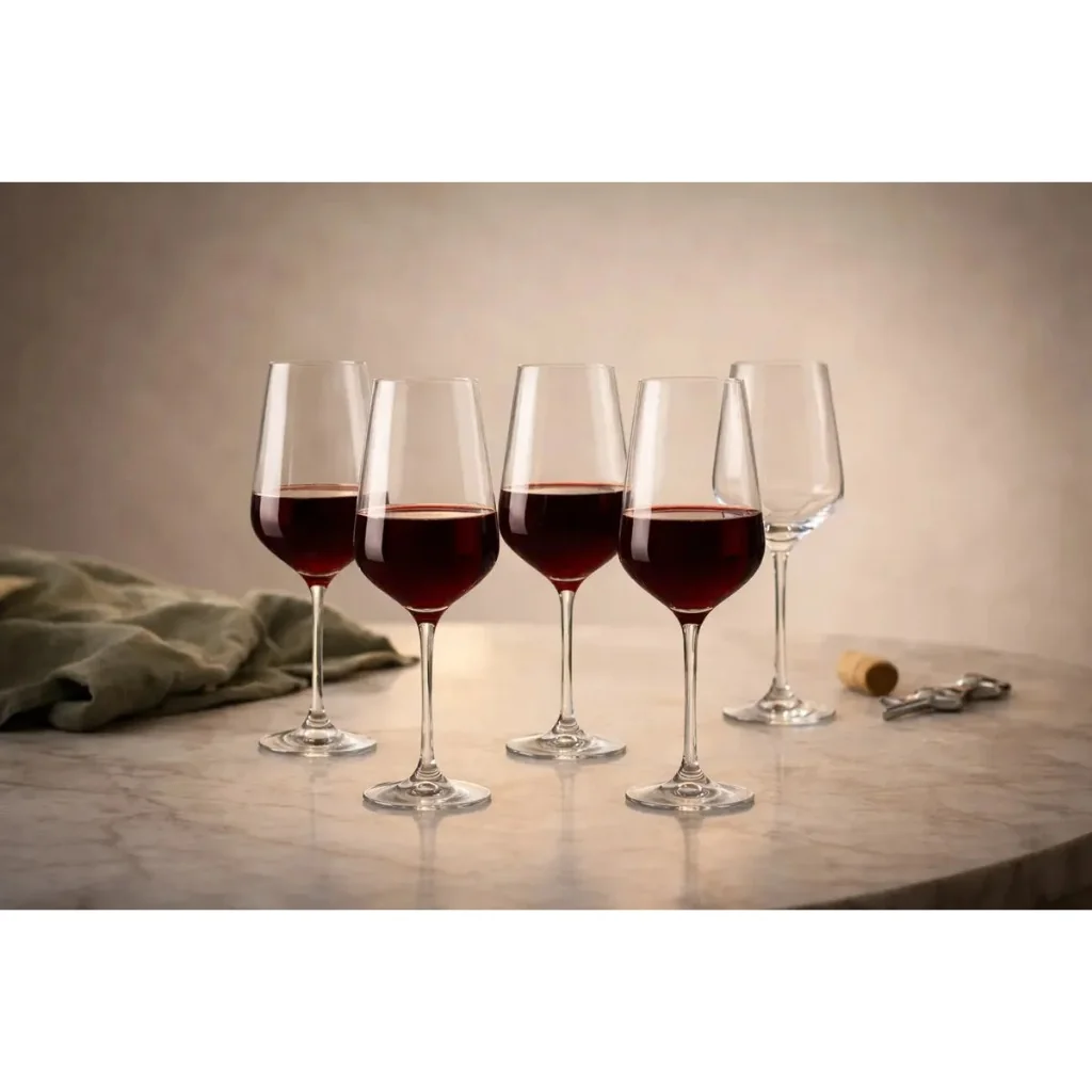 Jogo 6 Taças Vinho Cristal 490ml Luxo Refinada Vidro Cristalino Drink Água Coquetel Diamante Resistente Xtra