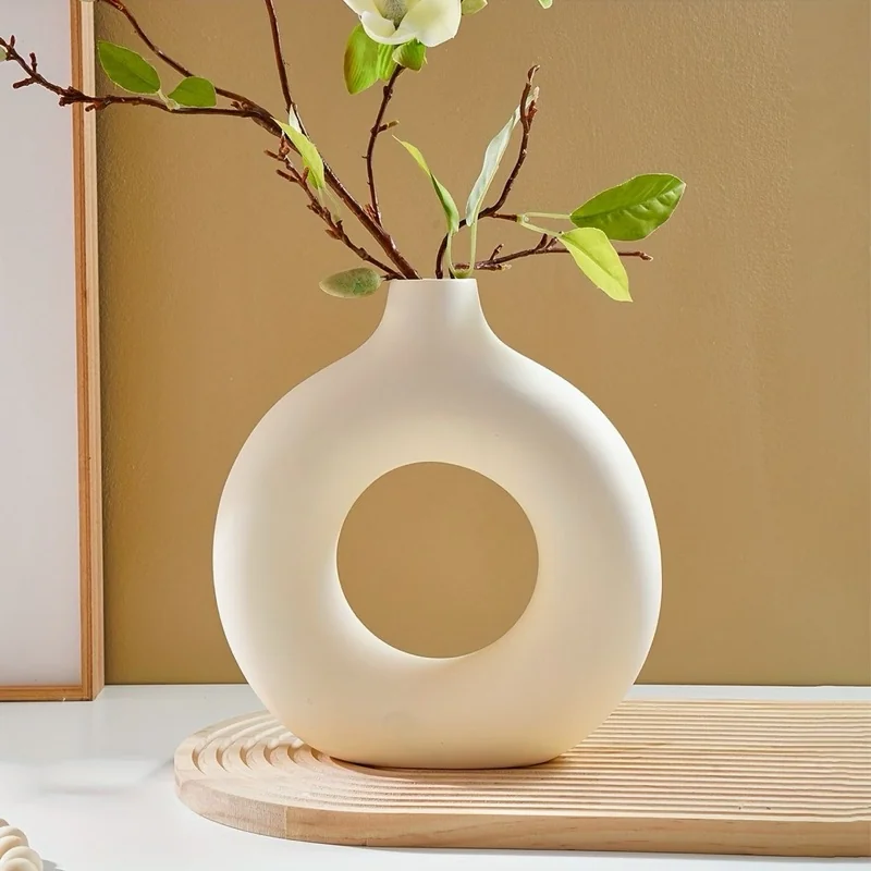 Vaso Donut GRANDE em Cerâmica Nórdico Moderno Decoração Enfeite de Sala Cozinha Casa