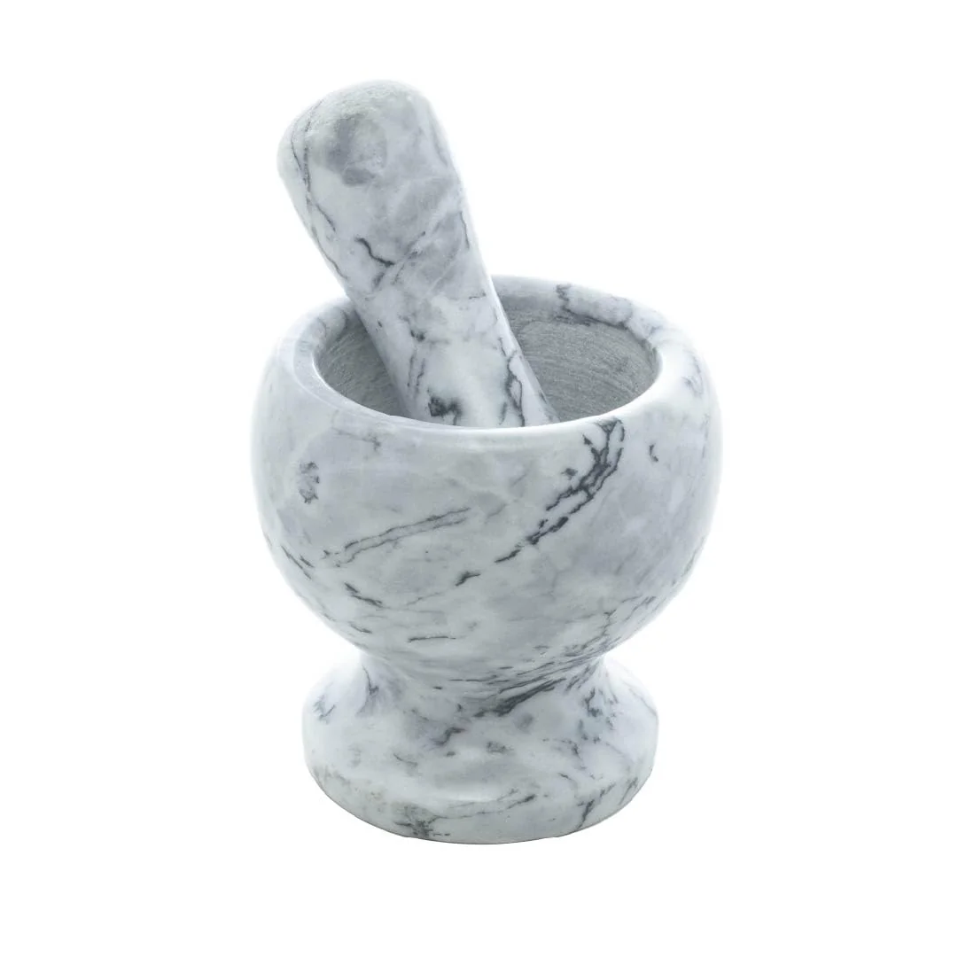 Pilão de Mármore com Socador Cinza 11cm x 11cm - Wolff
