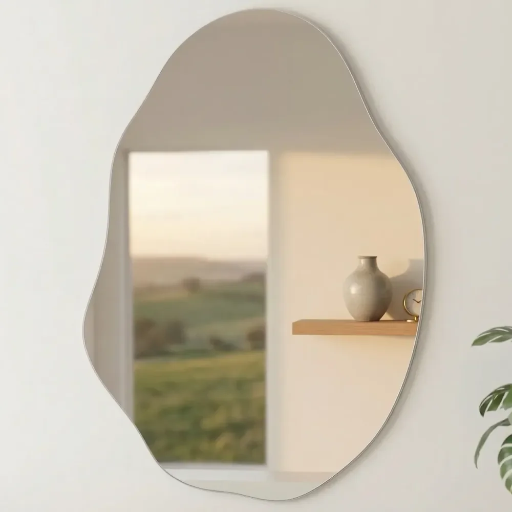 Espelho Orgânico 70x50 Cm Lapidado Moderno Branco