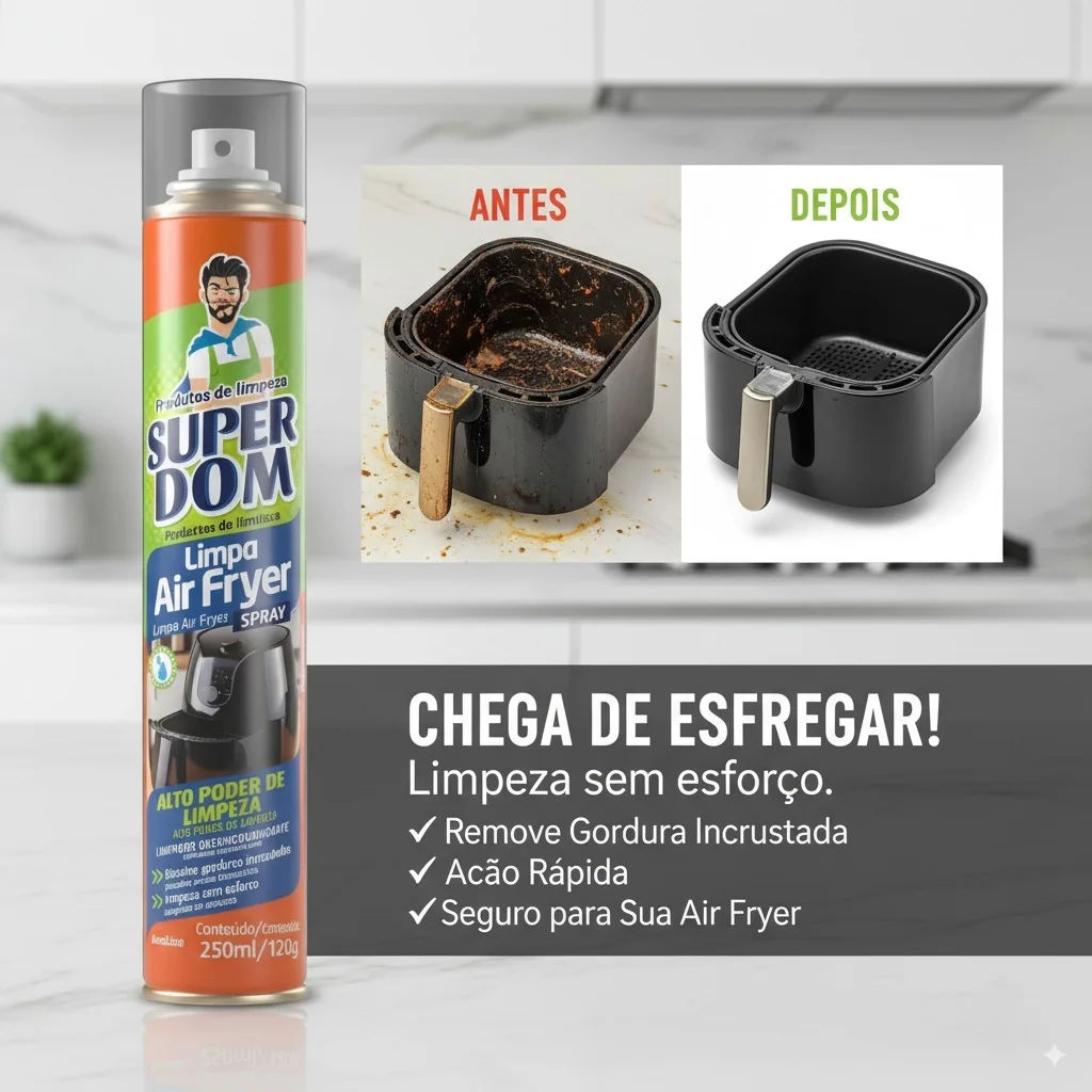 Kit  Limpa Air Fryer - kits 2-3 un Forno Super Dom Spray - 250ml (Alto Poder de Limpeza)
