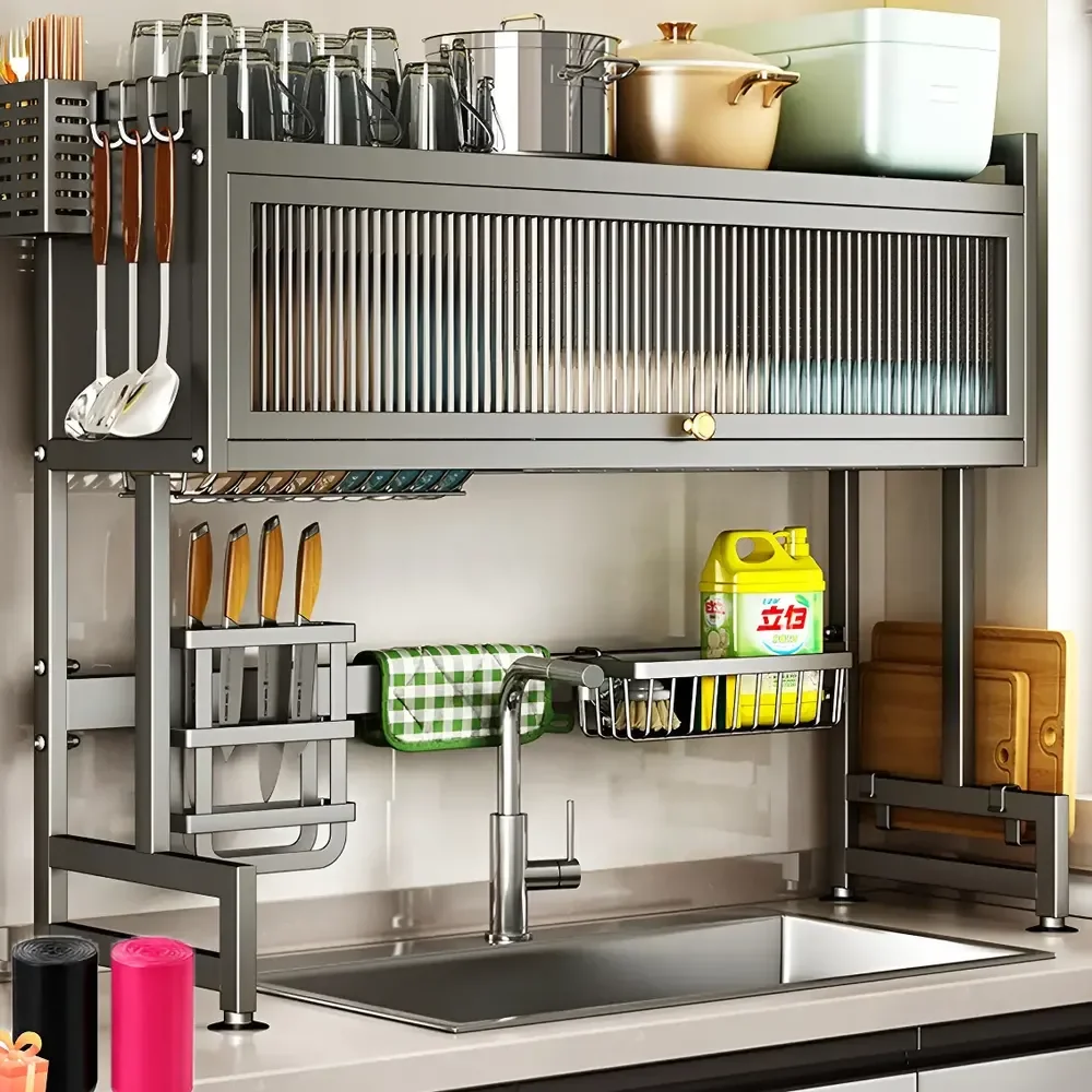 Escorredor De Pratos Louça Preto Cozinha Suspensa 65cm 18pçs Preto