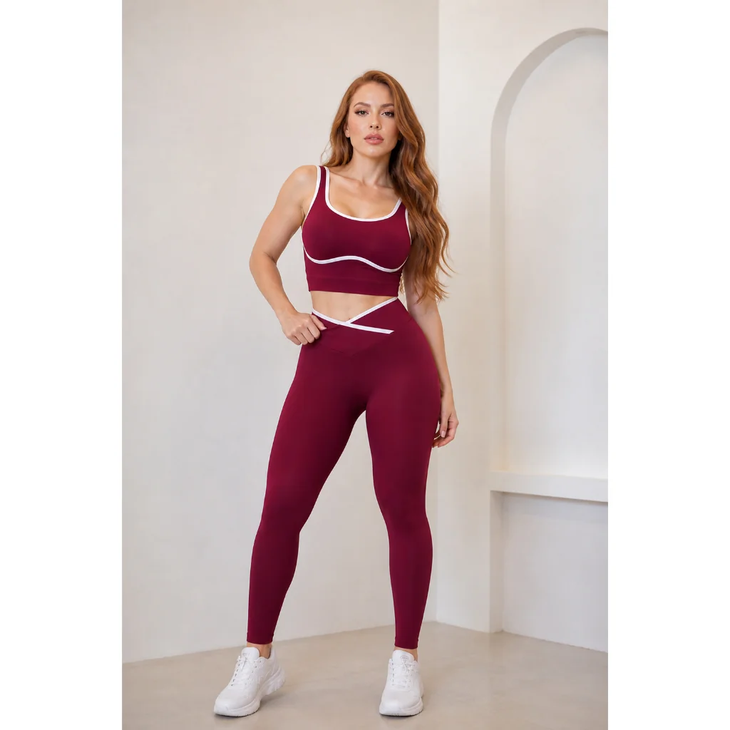 Conjunto Gringo Fitness Feminino Calça e Top Cintura Alta