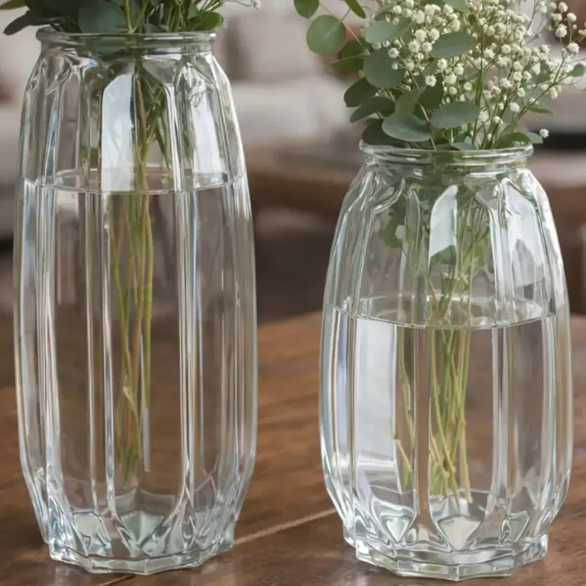 Kit 2 Vasos Decorativos De Vidro Para Flores E Plantas Vidro Transparente