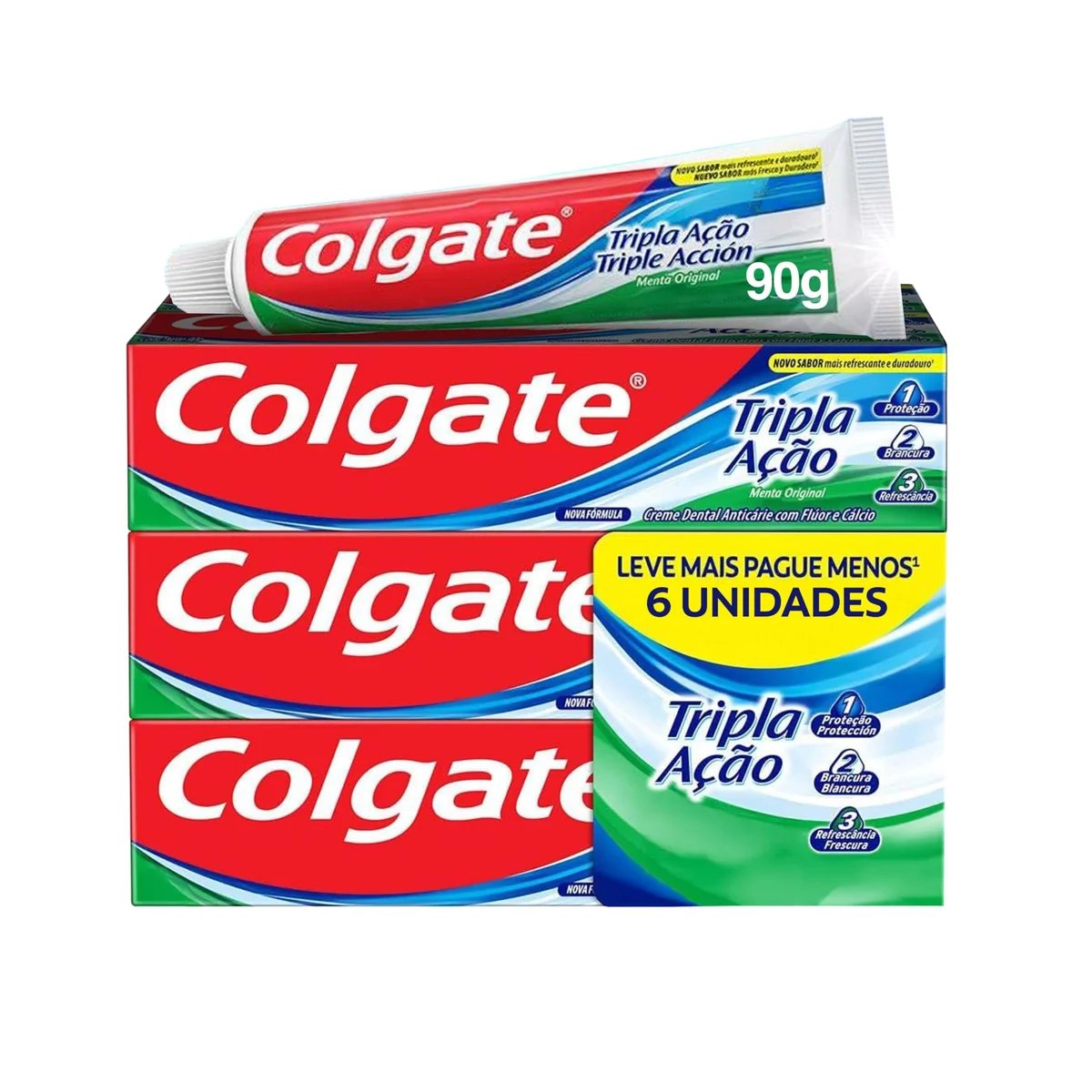 Colgate Tripla Ação Menta Original Creme Dental, 6x90g