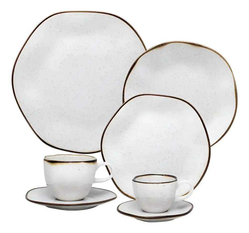 Jogo De Jantar Ryo Maresia 42 Peças Oxford Porcelanas Off White