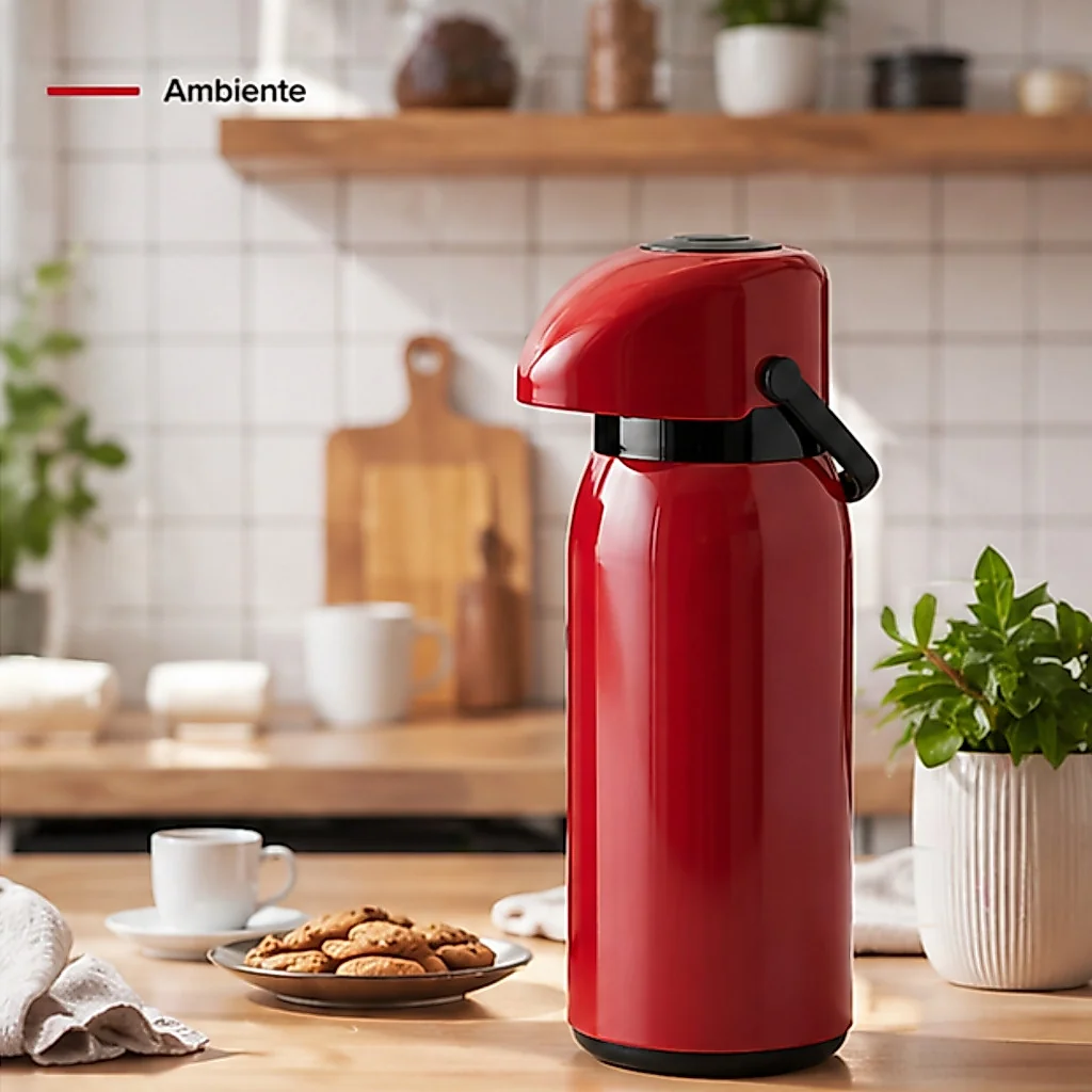 Garrafa café Térmica Pressão Verona de 1,8 litros unitermi Chá Vermelha, Verde, Magenta Preta Branca